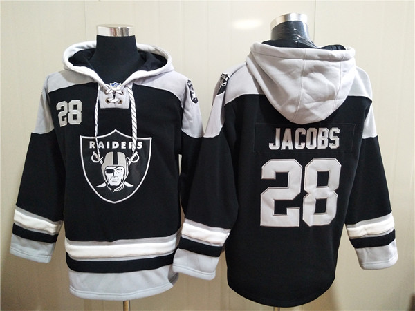 Men's Las Vegas Raiders #28 Josh Jacobs Ageless Must-Have Lace-Up Pullover Hoodie